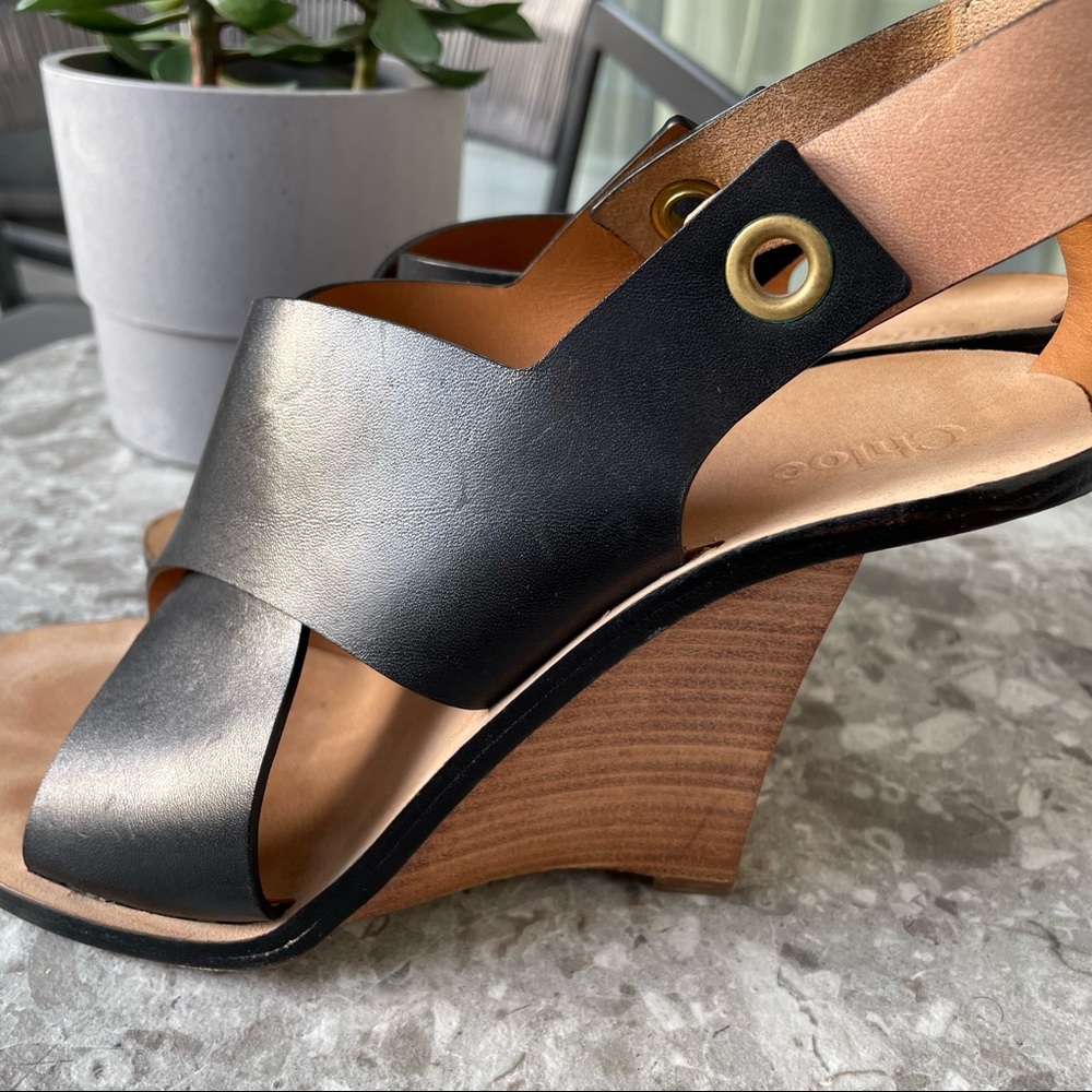 Black Chloe kris cross wedges - Picture 3 of 4